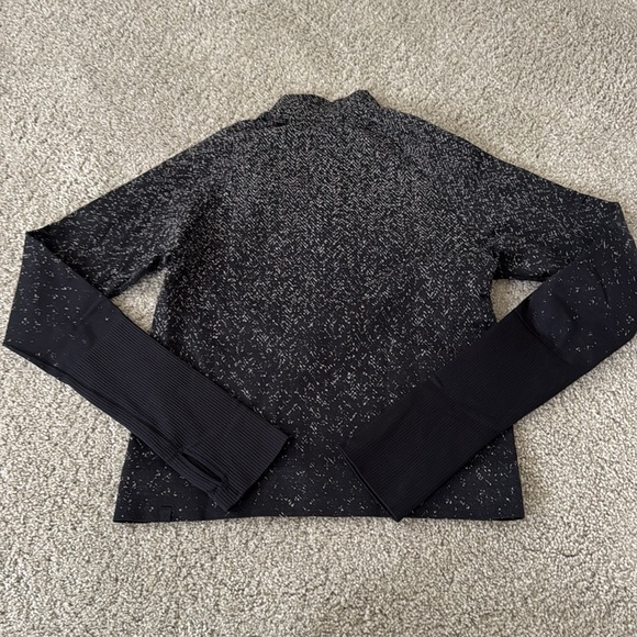 LULULEMON Black Grey Splatter Print Half Zip Run Long Sleeve Top 4 - Picture 6 of 6